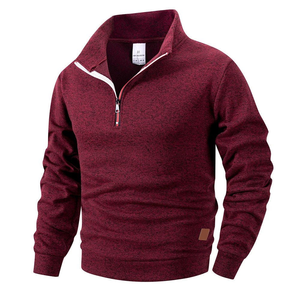Top – Mens – All Season – Men's Standing Collar Half Zipper Sportswear Long Sleeve Sweatshirt – Montford Co - Montford & Co