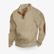Top – Mens – Autumn & Winter – Heren Luxe Trui met Kabelpatroon en Elleboogstukken – Montford Co - Montford & Co