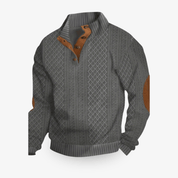 Top – Mens – Autumn & Winter – Heren Luxe Trui met Kabelpatroon en Elleboogstukken – Montford Co - Montford & Co