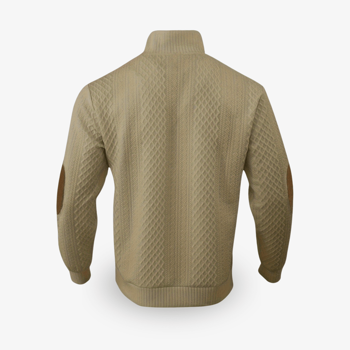 Top – Mens – Autumn & Winter – Heren Luxe Trui met Kabelpatroon en Elleboogstukken – Montford Co - Montford & Co