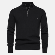 Top – Mens – Autumn & Winter – Heren Sweater Met Half - Zip En Ribgebreide Mouwen – Montford Co - Montford & Co