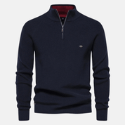 Top – Mens – Autumn & Winter – Heren Sweater Met Half - Zip En Ribgebreide Mouwen – Montford Co - Montford & Co