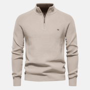 Top – Mens – Autumn & Winter – Heren Sweater Met Half - Zip En Ribgebreide Mouwen – Montford Co - Montford & Co