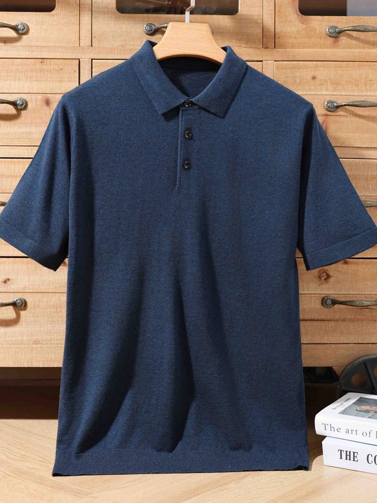 Top – Mens – Spring &amp; Summer – 100% Merino Wool Short Sleeve Polo Sweater – Montford Co - Montford & Co