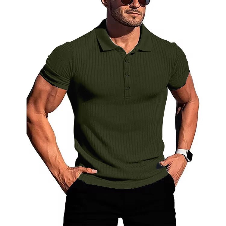 Top – Mens – Spring &amp; Summer – Men's High Stretch Vertical Short - Sleeved Polo Shirt – Montford Co - Montford & Co