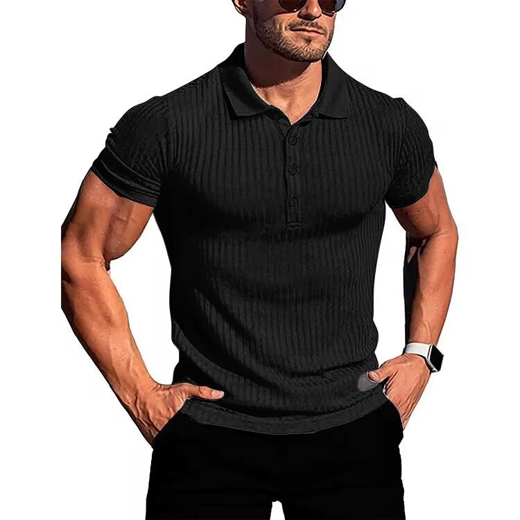 Top – Mens – Spring &amp; Summer – Men's High Stretch Vertical Short - Sleeved Polo Shirt – Montford Co - Montford & Co