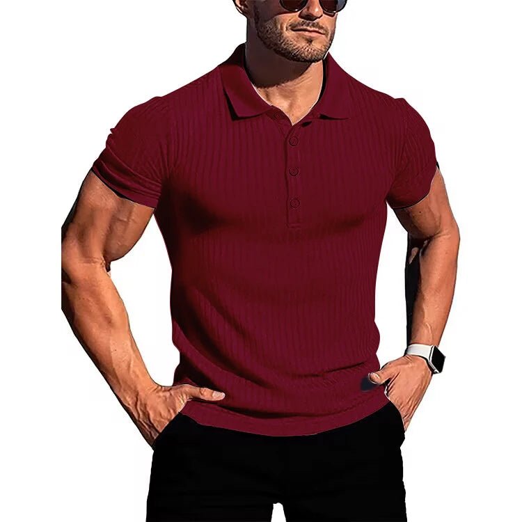 Top – Mens – Spring &amp; Summer – Men's High Stretch Vertical Short - Sleeved Polo Shirt – Montford Co - Montford & Co