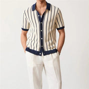 Top – Mens – Spring &amp; Summer – Men's Striped Knit Polo Shirt – Montford Co - Montford & Co