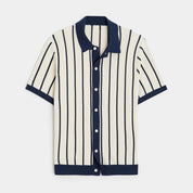 Top – Mens – Spring &amp; Summer – Men's Striped Knit Polo Shirt – Montford Co - Montford & Co
