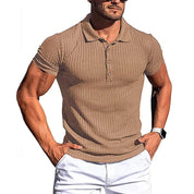 Top – Mens – Spring &amp; Summer – Solid Stripe Short Sleeve Polo Shirt – Montford Co - Montford & Co
