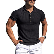 Top – Mens – Spring &amp; Summer – Solid Stripe Short Sleeve Polo Shirt – Montford Co - Montford & Co