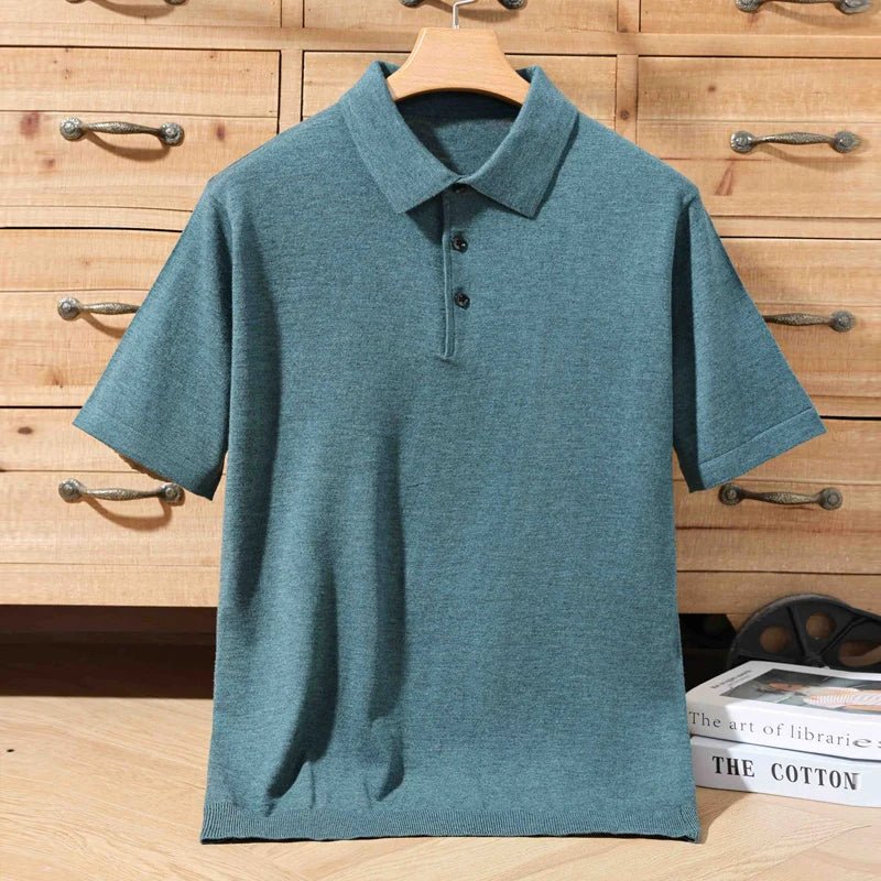 Top – Mens – Spring & Summer – 100% Merino Wool Short Sleeve Polo Sweater – Montford Co - Montford & Co
