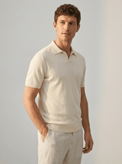 Top – Mens – Spring & Summer – 100% Merino Wool Short Sleeve Polo Sweater – Montford Co - Montford & Co