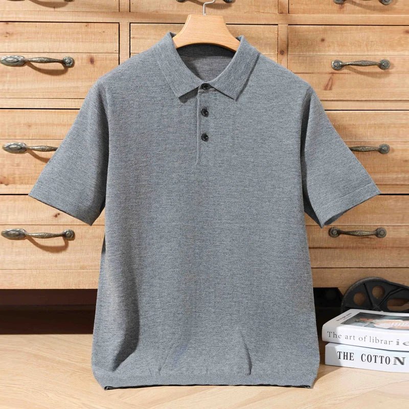 Top – Mens – Spring & Summer – 100% Merino Wool Short Sleeve Polo Sweater – Montford Co - Montford & Co