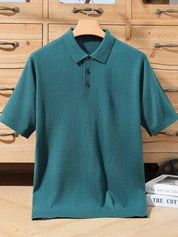 Top – Mens – Spring & Summer – 100% Merino Wool Short Sleeve Polo Sweater – Montford Co - Montford & Co