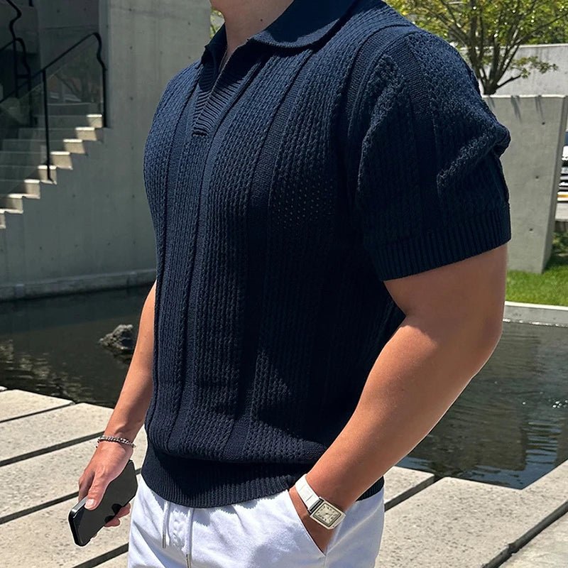 Top – Mens – Spring & Summer – Casual Mens Mesh Polo Shirt – Montford Co - Montford & Co