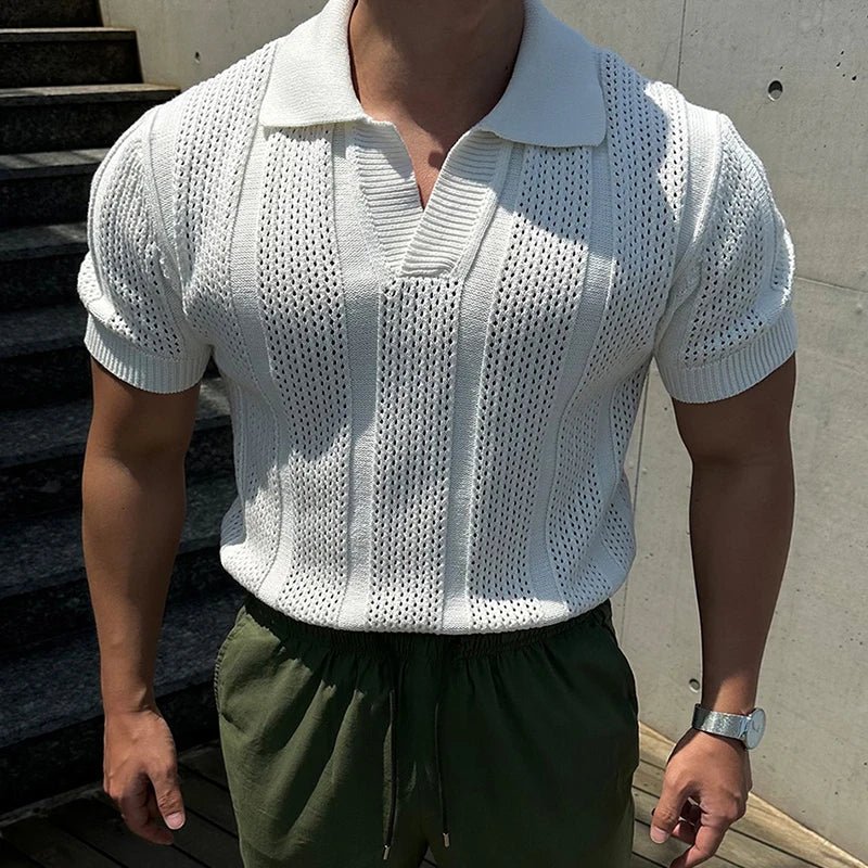 Top – Mens – Spring & Summer – Casual Mens Mesh Polo Shirt – Montford Co - Montford & Co