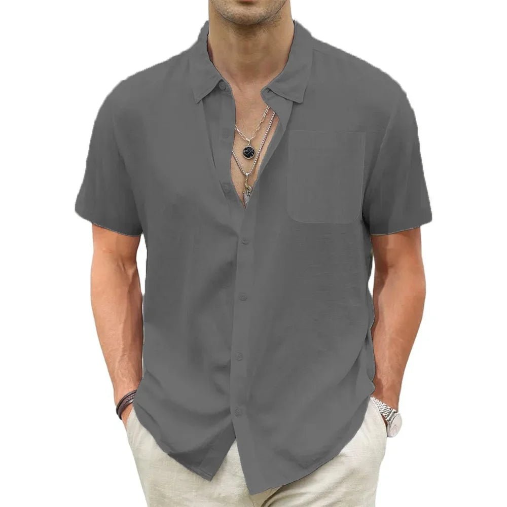 Top – Mens – Spring & Summer – Men's Lightweight Hawaiian Shirt with Pocket – Montford Co - Montford & Co