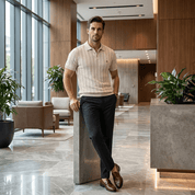 Top – Mens – Spring & Summer – Ribbed Knit Polo Shirt – Montford Co - Montford & Co