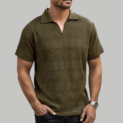 V Neck Breathable Knitted Polo Shirt - Montford & Co