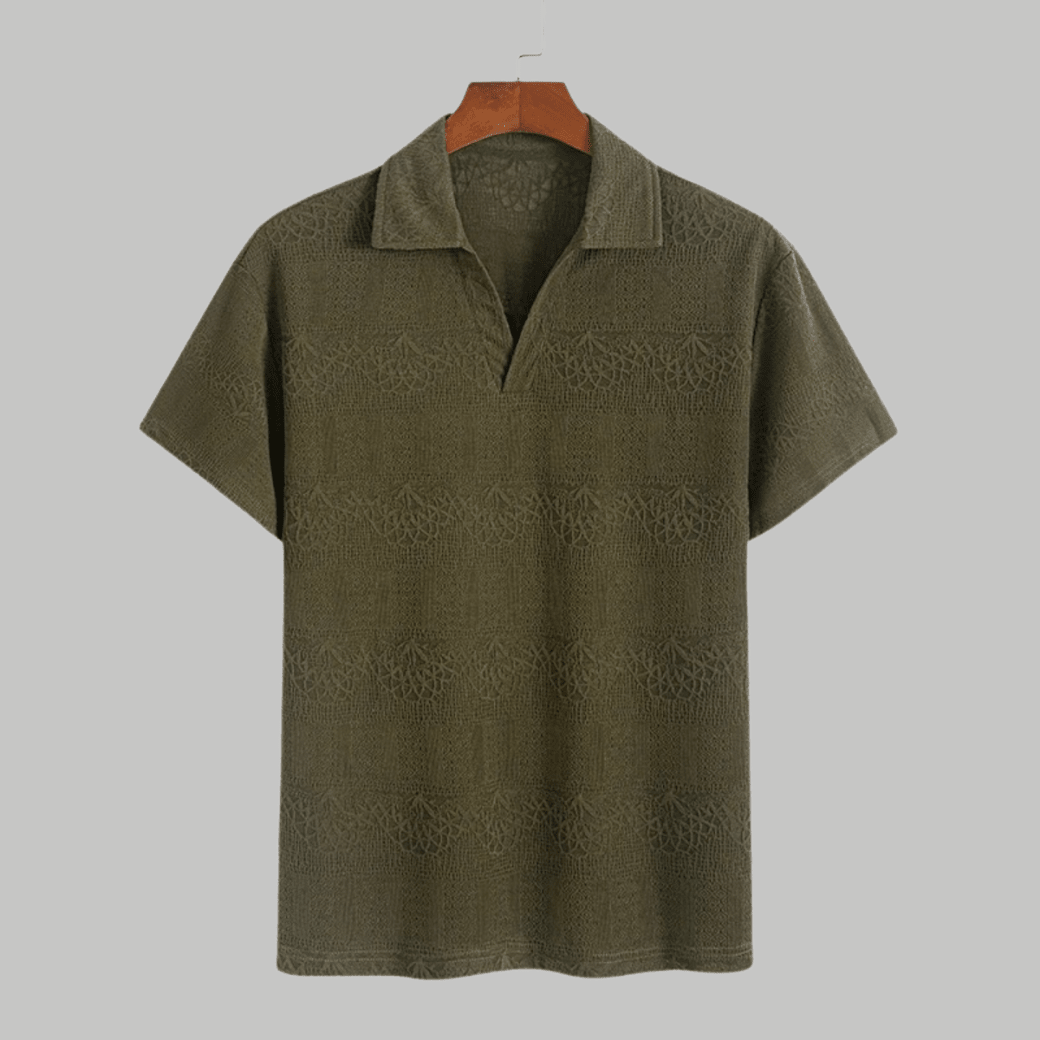 V Neck Breathable Knitted Polo Shirt - Montford & Co