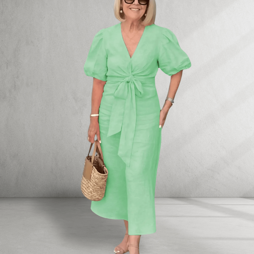 V Neck Cotton Dress - Montford & Co