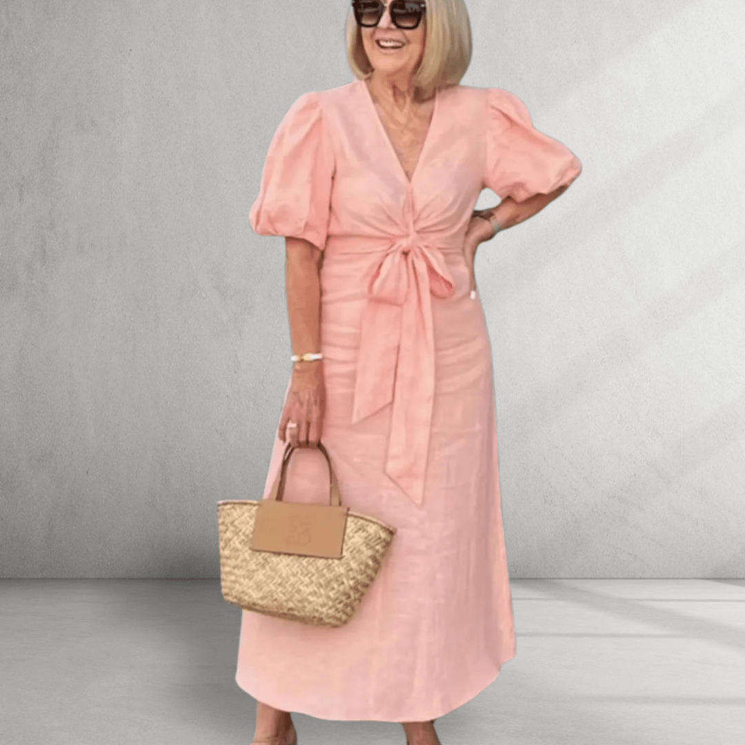 V Neck Cotton Dress - Montford & Co