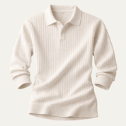 V Neck Jacquard Knit Polo Shirt - Montford & Co