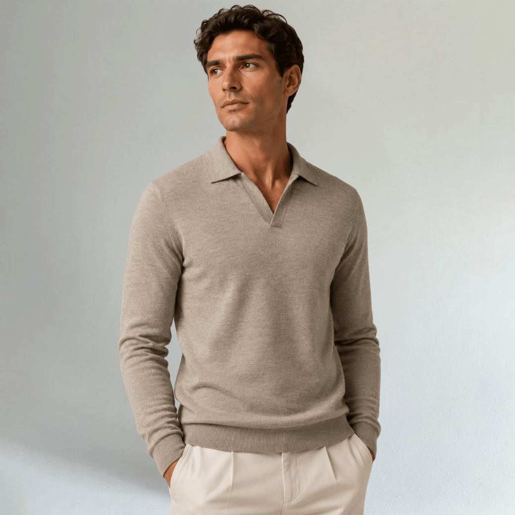 Venice Cotton V Neck Polo Shirt - Montford & Co