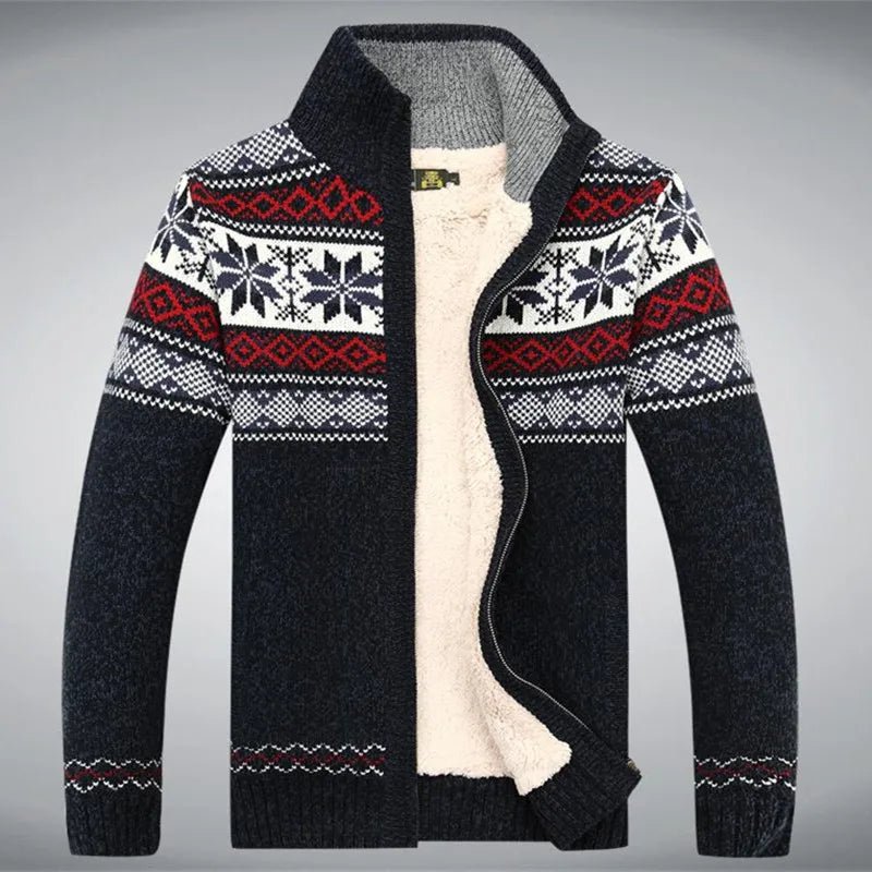 Vest – Heren – Autumn & Winter – Heren Gebreid Fleece Vest met Rits en Winter Patroon – Montford Co - Montford & Co