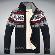 Vest – Heren – Autumn & Winter – Heren Gebreid Fleece Vest met Rits en Winter Patroon – Montford Co - Montford & Co