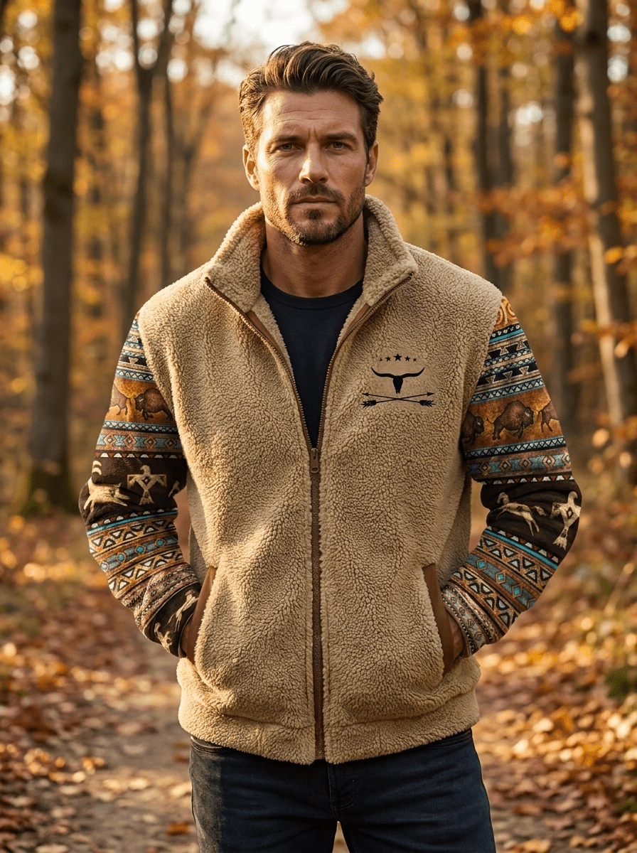 Vest – Mens – Autumn & Winter – Heren Warme Teddy Vest met Rits en Vintage Ontwerp – Montford Co - Montford & Co
