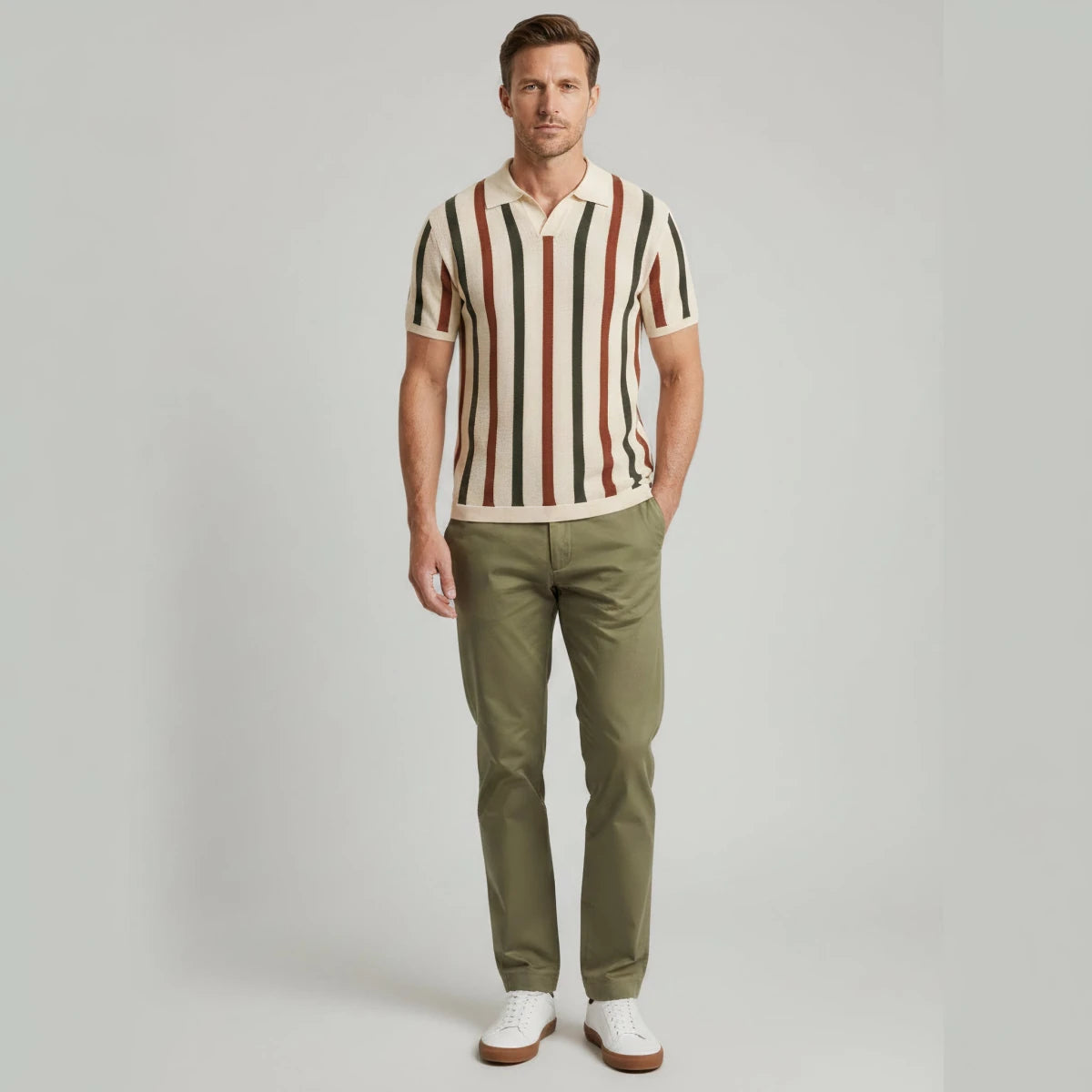 Vintage Striped Knit Polo Shirt - Montford & Co