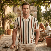 Vintage Striped Knit Polo Shirt - Montford & Co