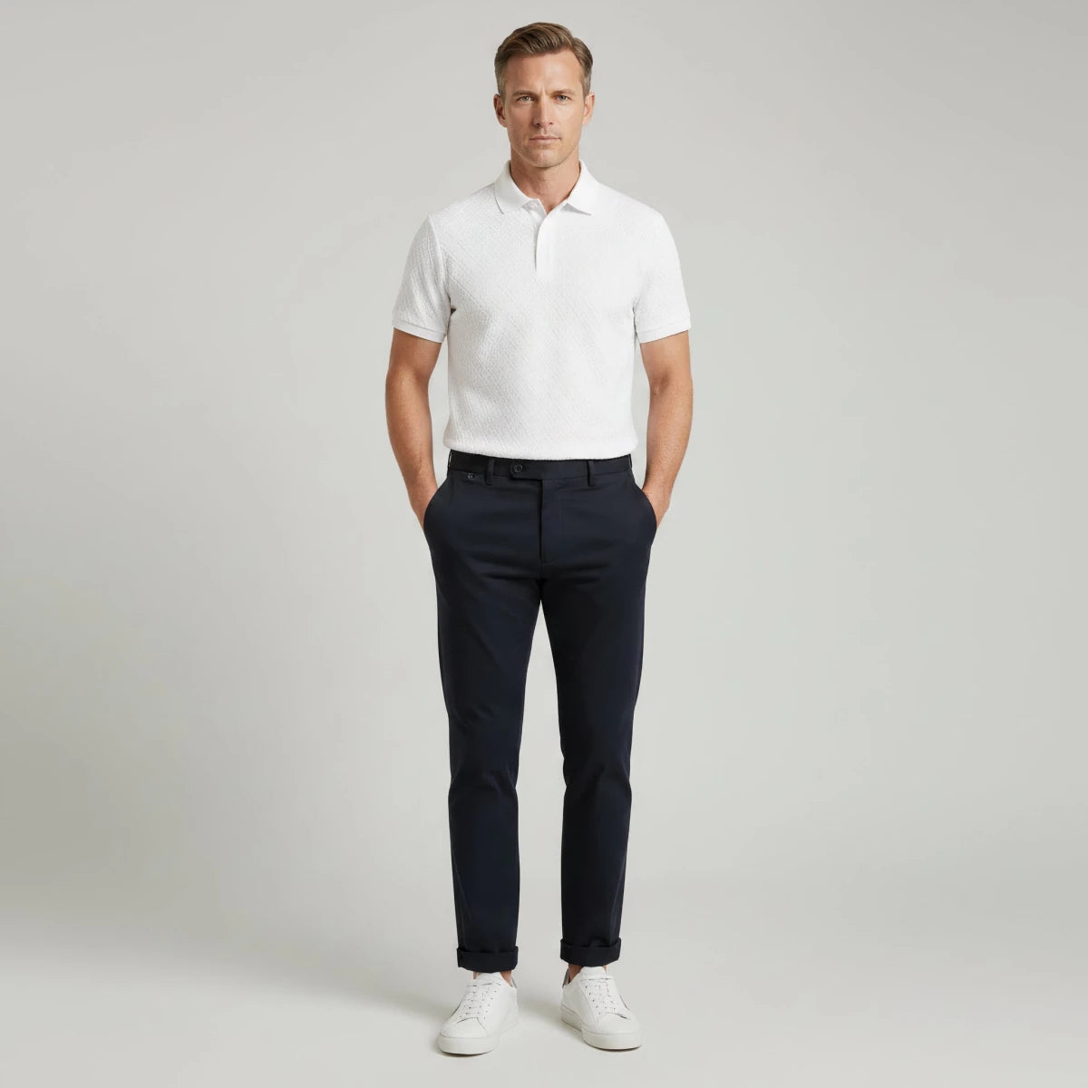 White Textured Polo Shirt - Montford & Co