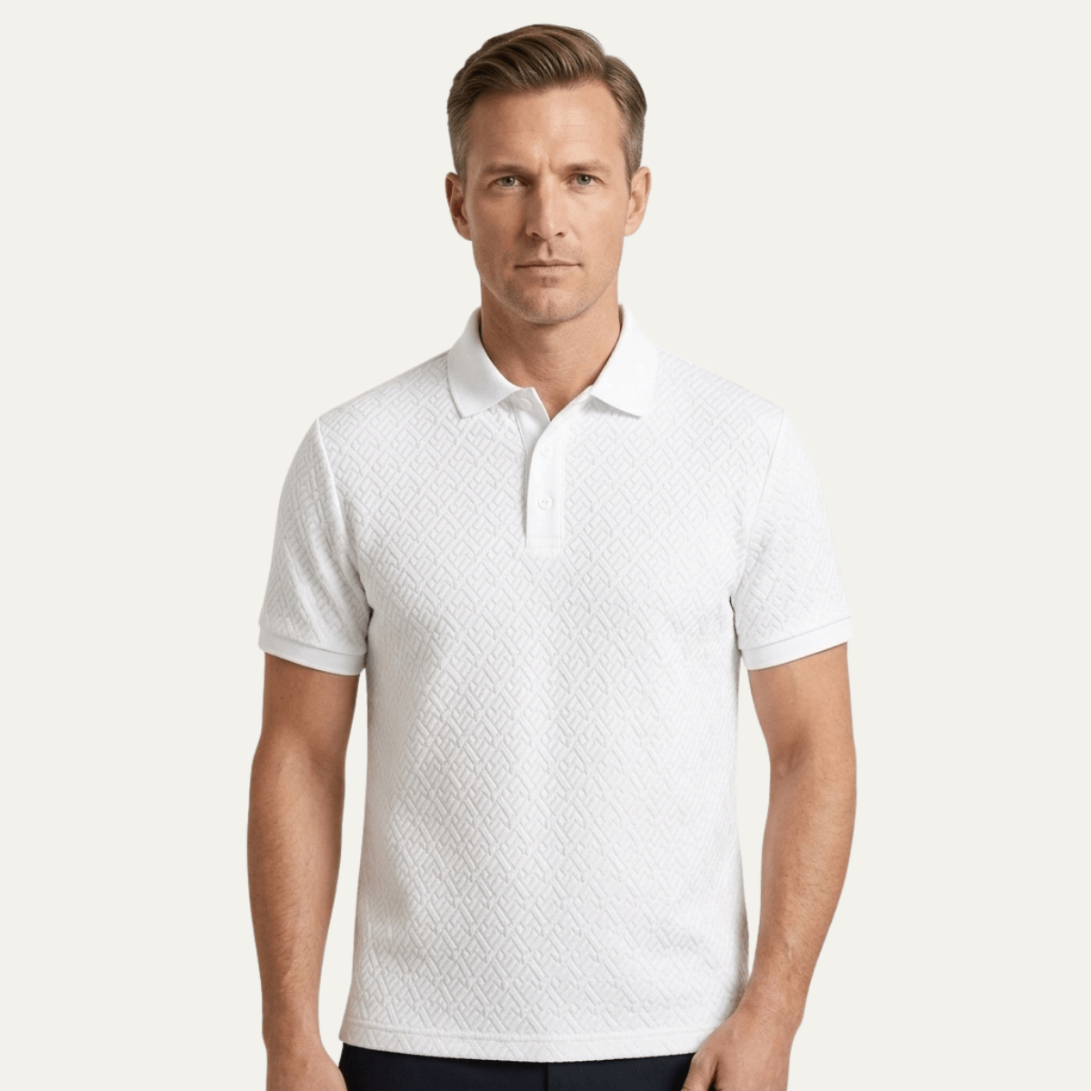 White Textured Polo Shirt - Montford & Co